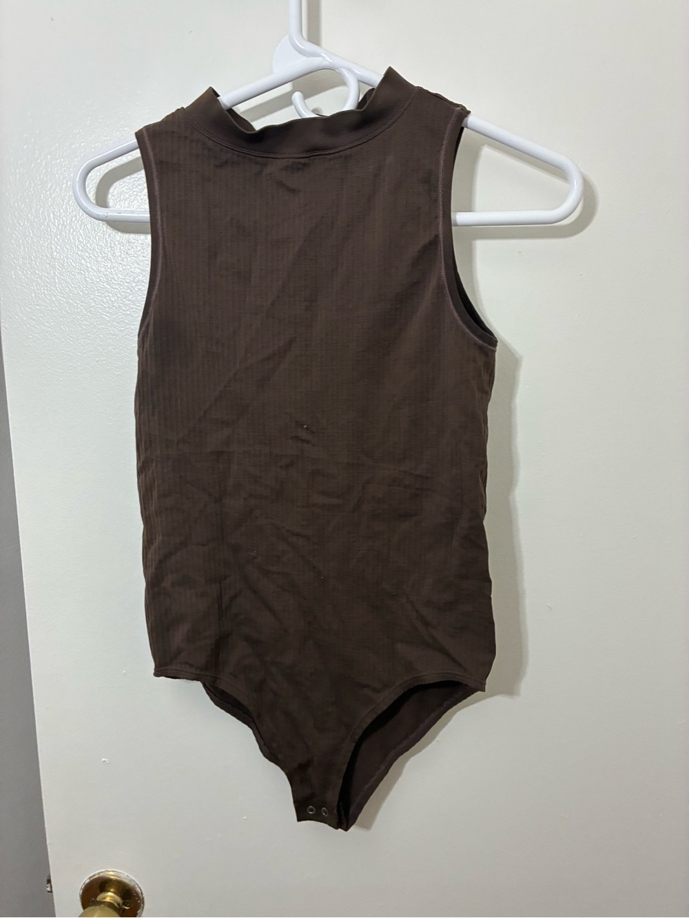 Anthropologie Sleeveless Ribbed One-Piece Bodysuit - Brown Size S/M